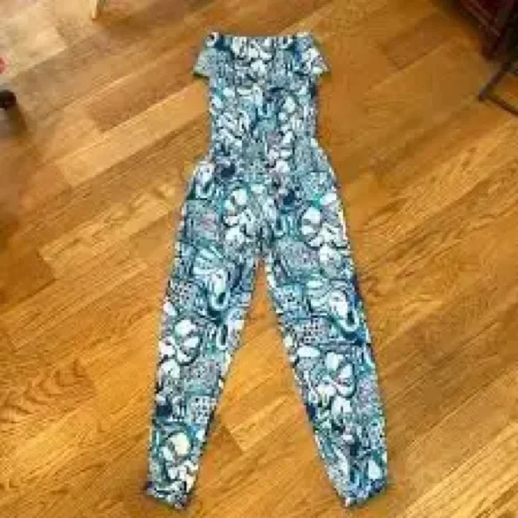 EUC size M Lilly Pulitzer Aislie jumpsuit in indigo keep on truckin - Picture 3 of 4